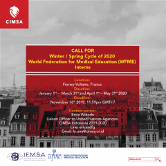 CALL FOR WORLD FEDERATION FOR MEDICAL EDUCATION (WFME) INTERNSHIP PROGRAM 2020