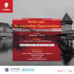 WHO CALLS FOR INTERNSHIP OPPORTUNITIES FOR THE PERIOD OF JANUARY TO JUNE 2020