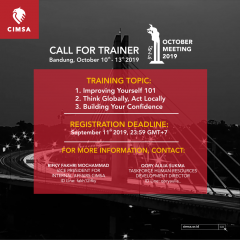 CALL FOR TRAINER - OCTOBER MEETING 2019