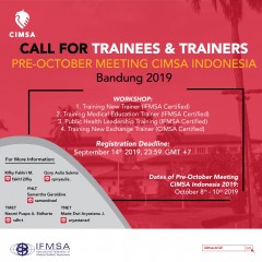 CALL FOR TRAINEES & TRAINERS OF PRE-OM WORKSHOP CIMSA 2019