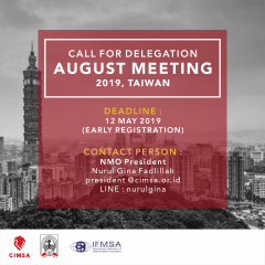 CALL FOR DELEGATION : AUGUST MEETING 2019 TAIWAN