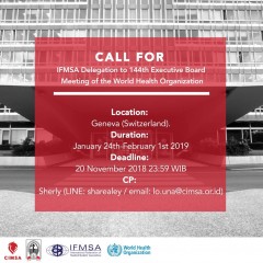 CALL FOR IFMSA Delegation to 144th Executive Board Meeting of the World Health Organization